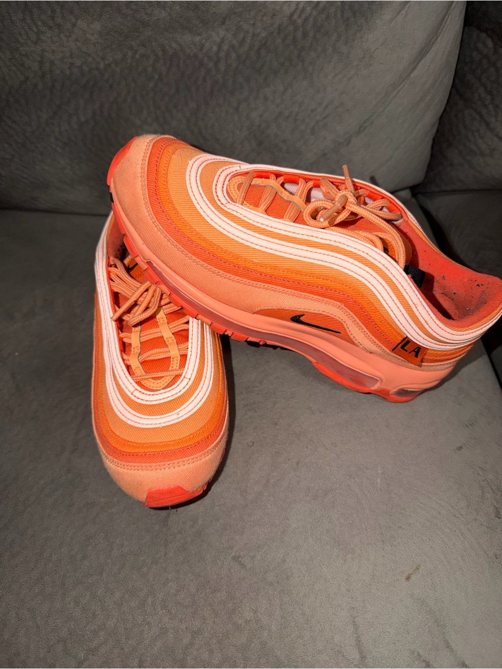 Nike Orange and White Men's Air Max 97 Sneakers